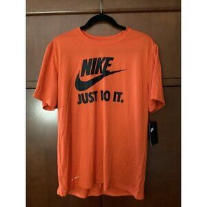 Men’s NIKE Dri Fit Just Do It T-shirt size: large color: orange / black